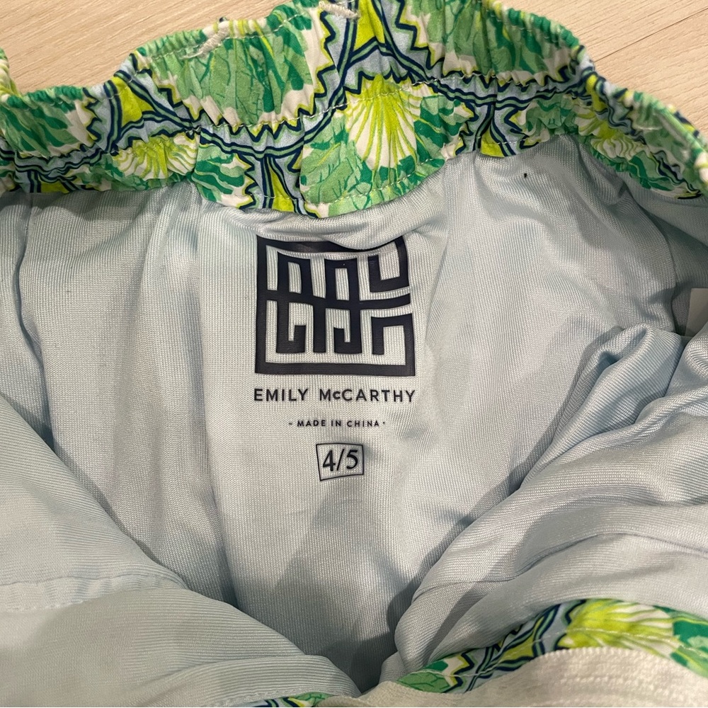 Emily McCarthy Boy's Rhett Short NWT Deco Palm Green Blue White Size 4/5 - Picture 3 of 6